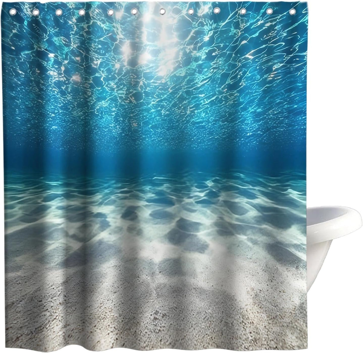 Nautical Green Sea Turtles Beach Theme Fabric Shower Curtain Sets Bathroom Blue Ocean Decor with Grommets and Hooks - 72 x 72 Inch Teal