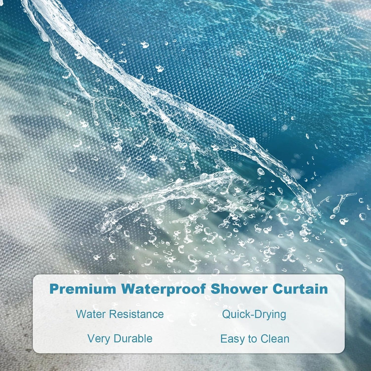 Nautical Green Sea Turtles Beach Theme Fabric Shower Curtain Sets Bathroom Blue Ocean Decor with Grommets and Hooks - 72 x 72 Inch Teal