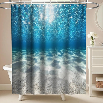 Nautical Green Sea Turtles Beach Theme Fabric Shower Curtain Sets Bathroom Blue Ocean Decor with Grommets and Hooks - 72 x 72 Inch Teal