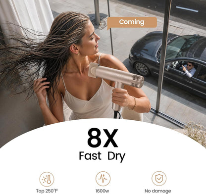 Ionic Hair Dryer with Diffuser, 8X Fast Drying Salon Blow Dryer