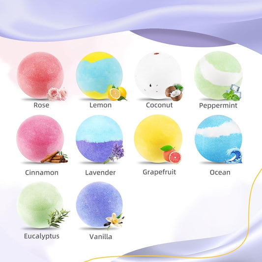 Bath Bombs Set for Women, 50 PCS 10 Scents Natural Bathbombs | With Shea Butter & Safe Oil, Bubble Bombs for Women, Ideal for Mother's Day, Valentine's Day, Christmas, Birthday Present