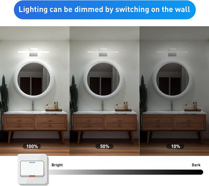 2 Pack Battery Operated Bathroom Mirror Lights Bar for Vanity Stick on, Rechargeable 14 Days Extended Battery Life Bright Make up Lighting Cordless 360° Adjustable Luces para Espejo for Desk