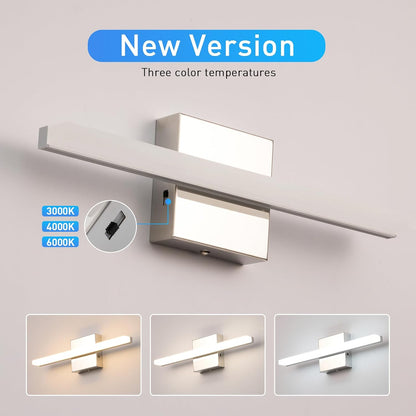 2 Pack Battery Operated Bathroom Mirror Lights Bar for Vanity Stick on, Rechargeable 14 Days Extended Battery Life Bright Make up Lighting Cordless 360° Adjustable Luces para Espejo for Desk
