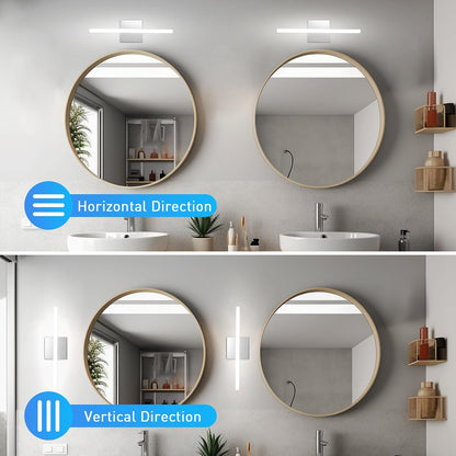 2 Pack Battery Operated Bathroom Mirror Lights Bar for Vanity Stick on, Rechargeable 14 Days Extended Battery Life Bright Make up Lighting Cordless 360° Adjustable Luces para Espejo for Desk