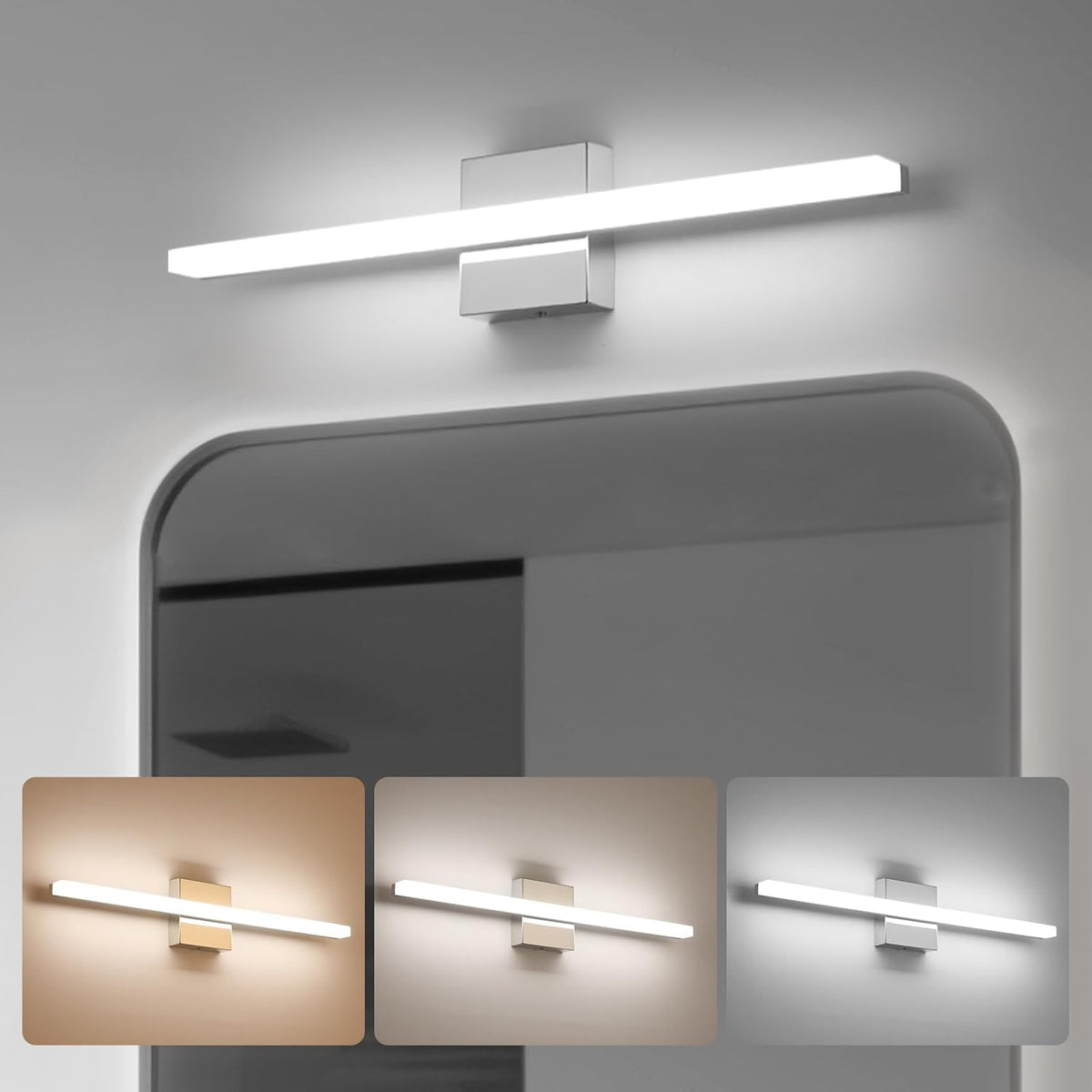 2 Pack Battery Operated Bathroom Mirror Lights Bar for Vanity Stick on, Rechargeable 14 Days Extended Battery Life Bright Make up Lighting Cordless 360° Adjustable Luces para Espejo for Desk