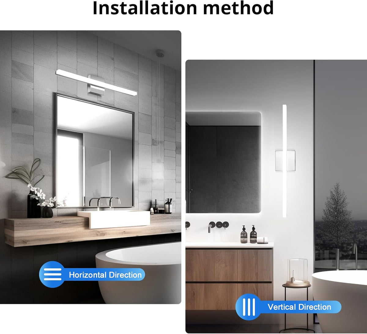 2 Pack Battery Operated Bathroom Mirror Lights Bar for Vanity Stick on, Rechargeable 14 Days Extended Battery Life Bright Make up Lighting Cordless 360° Adjustable Luces para Espejo for Desk