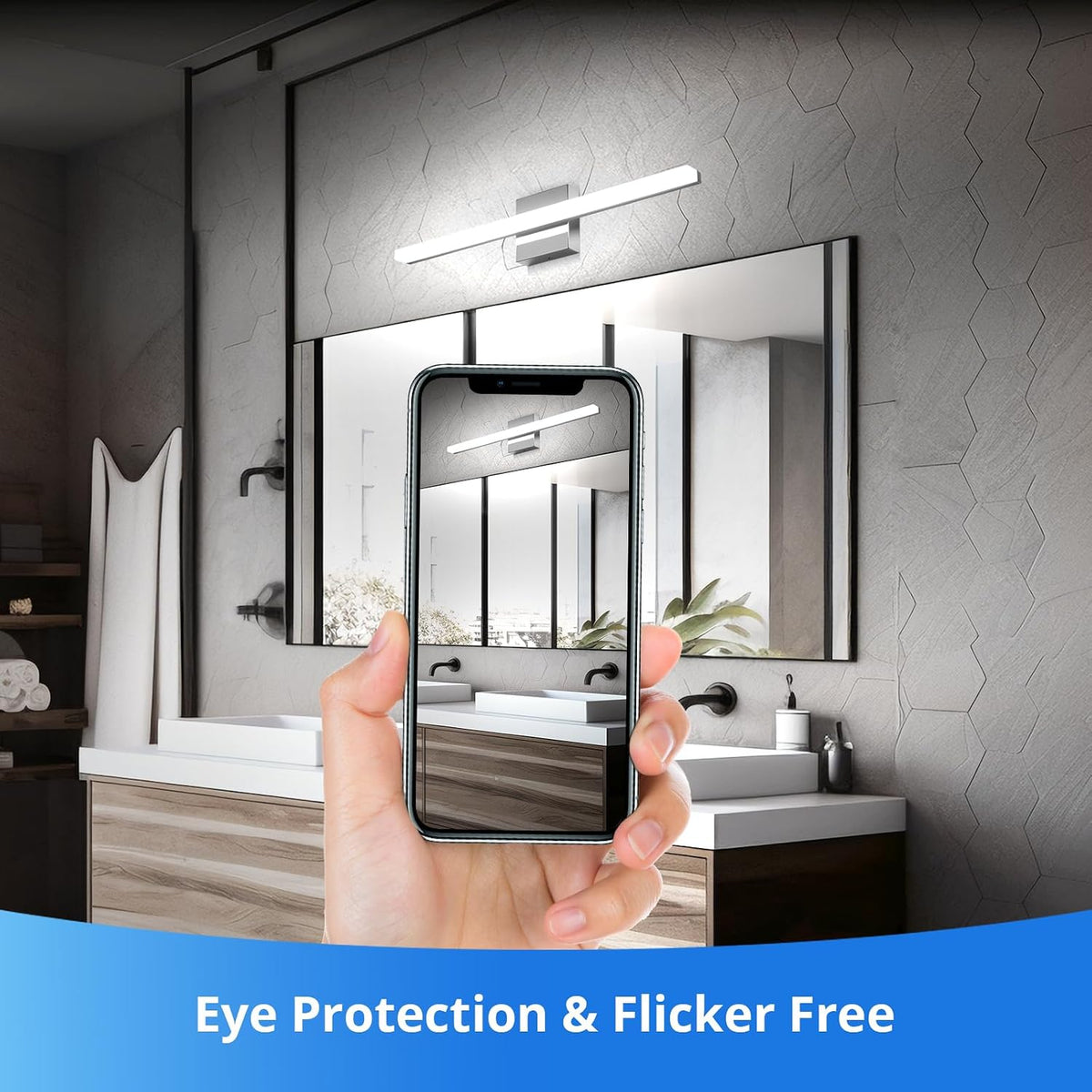 2 Pack Battery Operated Bathroom Mirror Lights Bar for Vanity Stick on, Rechargeable 14 Days Extended Battery Life Bright Make up Lighting Cordless 360° Adjustable Luces para Espejo for Desk