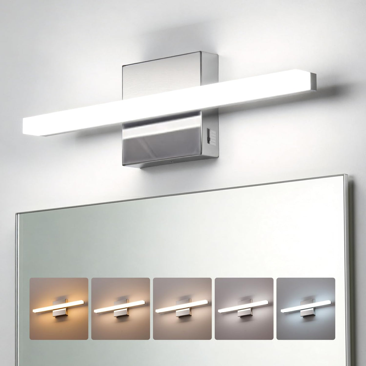 2 Pack Battery Operated Bathroom Mirror Lights Bar for Vanity Stick on, Rechargeable 14 Days Extended Battery Life Bright Make up Lighting Cordless 360° Adjustable Luces para Espejo for Desk