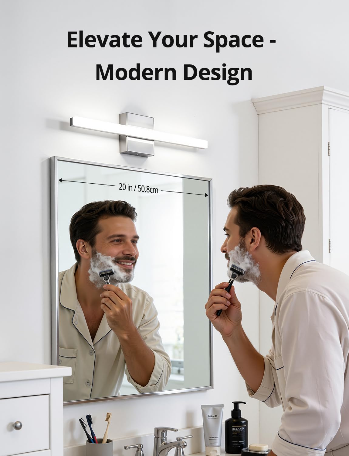 2 Pack Battery Operated Bathroom Mirror Lights Bar for Vanity Stick on, Rechargeable 14 Days Extended Battery Life Bright Make up Lighting Cordless 360° Adjustable Luces para Espejo for Desk
