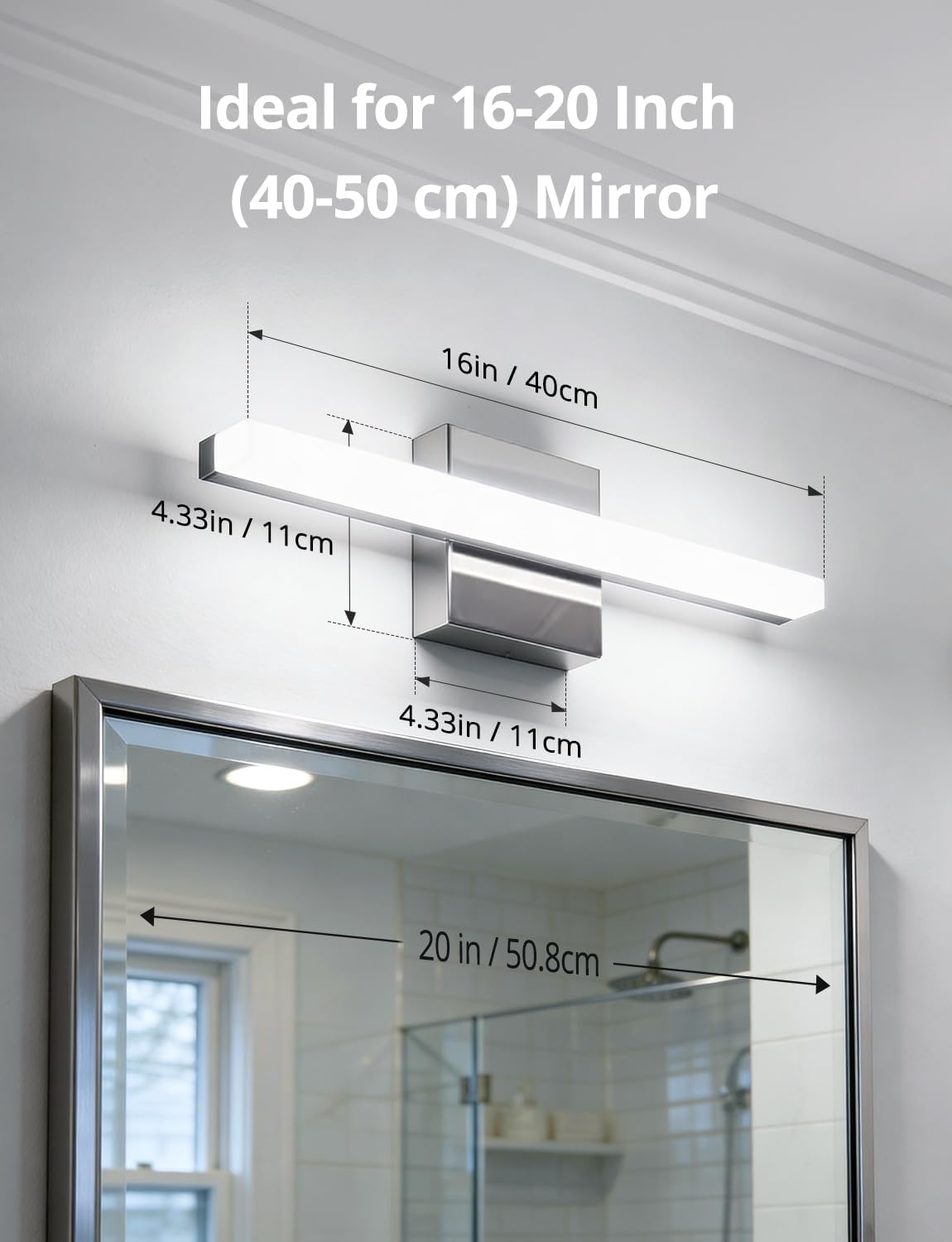 2 Pack Battery Operated Bathroom Mirror Lights Bar for Vanity Stick on, Rechargeable 14 Days Extended Battery Life Bright Make up Lighting Cordless 360° Adjustable Luces para Espejo for Desk