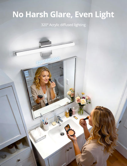 2 Pack Battery Operated Bathroom Mirror Lights Bar for Vanity Stick on, Rechargeable 14 Days Extended Battery Life Bright Make up Lighting Cordless 360° Adjustable Luces para Espejo for Desk