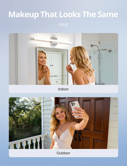 2 Pack Battery Operated Bathroom Mirror Lights Bar for Vanity Stick on, Rechargeable 14 Days Extended Battery Life Bright Make up Lighting Cordless 360° Adjustable Luces para Espejo for Desk