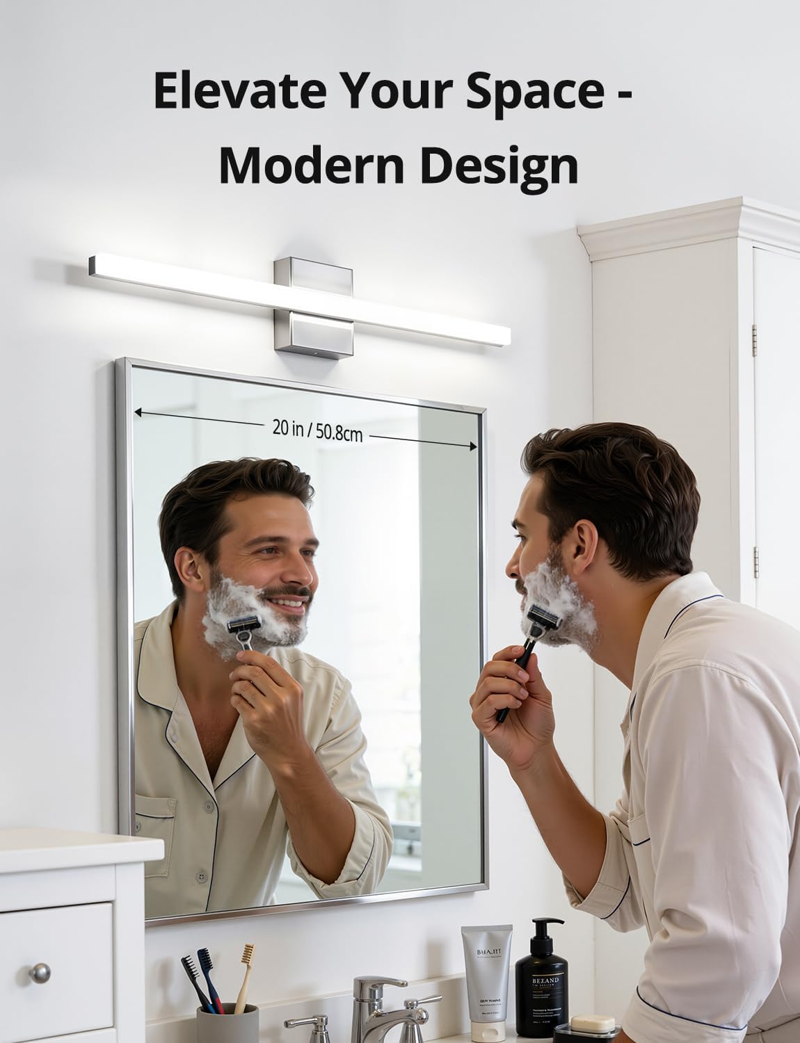 2 Pack Battery Operated Bathroom Mirror Lights Bar for Vanity Stick on, Rechargeable 14 Days Extended Battery Life Bright Make up Lighting Cordless 360° Adjustable Luces para Espejo for Desk