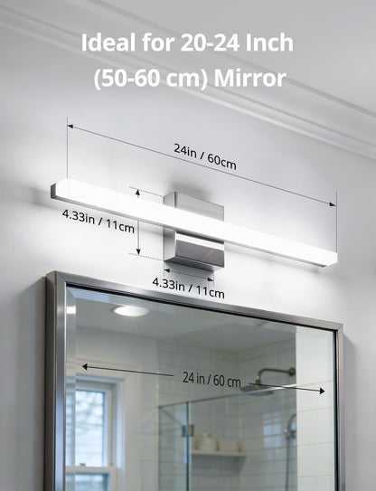 2 Pack Battery Operated Bathroom Mirror Lights Bar for Vanity Stick on, Rechargeable 14 Days Extended Battery Life Bright Make up Lighting Cordless 360° Adjustable Luces para Espejo for Desk
