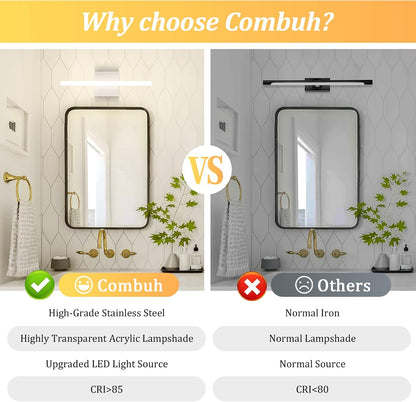 2 Pack Battery Operated Bathroom Mirror Lights Bar for Vanity Stick on, Rechargeable 14 Days Extended Battery Life Bright Make up Lighting Cordless 360° Adjustable Luces para Espejo for Desk