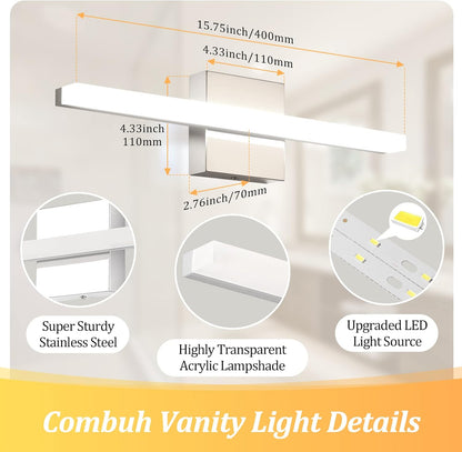 2 Pack Battery Operated Bathroom Mirror Lights Bar for Vanity Stick on, Rechargeable 14 Days Extended Battery Life Bright Make up Lighting Cordless 360° Adjustable Luces para Espejo for Desk