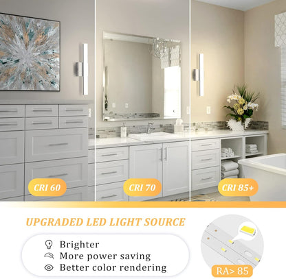 2 Pack Battery Operated Bathroom Mirror Lights Bar for Vanity Stick on, Rechargeable 14 Days Extended Battery Life Bright Make up Lighting Cordless 360° Adjustable Luces para Espejo for Desk