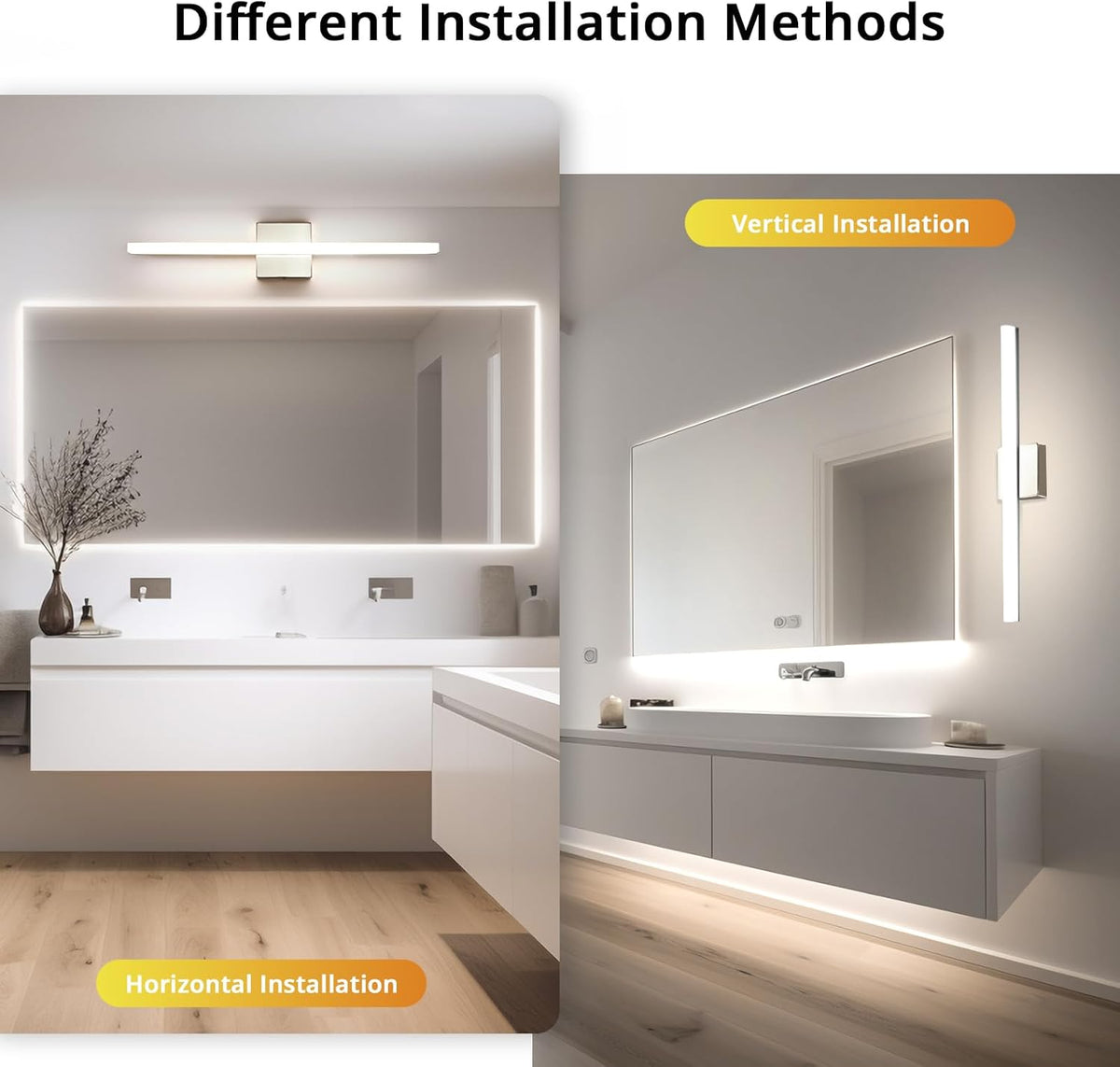 2 Pack Battery Operated Bathroom Mirror Lights Bar for Vanity Stick on, Rechargeable 14 Days Extended Battery Life Bright Make up Lighting Cordless 360° Adjustable Luces para Espejo for Desk