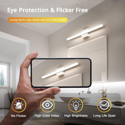 2 Pack Battery Operated Bathroom Mirror Lights Bar for Vanity Stick on, Rechargeable 14 Days Extended Battery Life Bright Make up Lighting Cordless 360° Adjustable Luces para Espejo for Desk