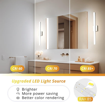 2 Pack Battery Operated Bathroom Mirror Lights Bar for Vanity Stick on, Rechargeable 14 Days Extended Battery Life Bright Make up Lighting Cordless 360° Adjustable Luces para Espejo for Desk
