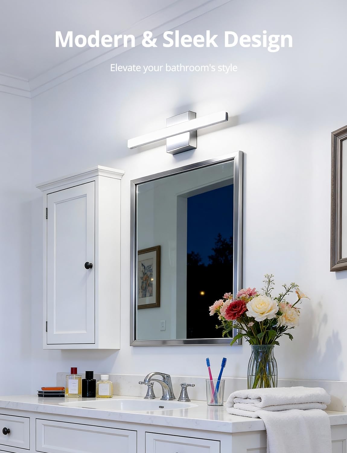 2 Pack Battery Operated Bathroom Mirror Lights Bar for Vanity Stick on, Rechargeable 14 Days Extended Battery Life Bright Make up Lighting Cordless 360° Adjustable Luces para Espejo for Desk