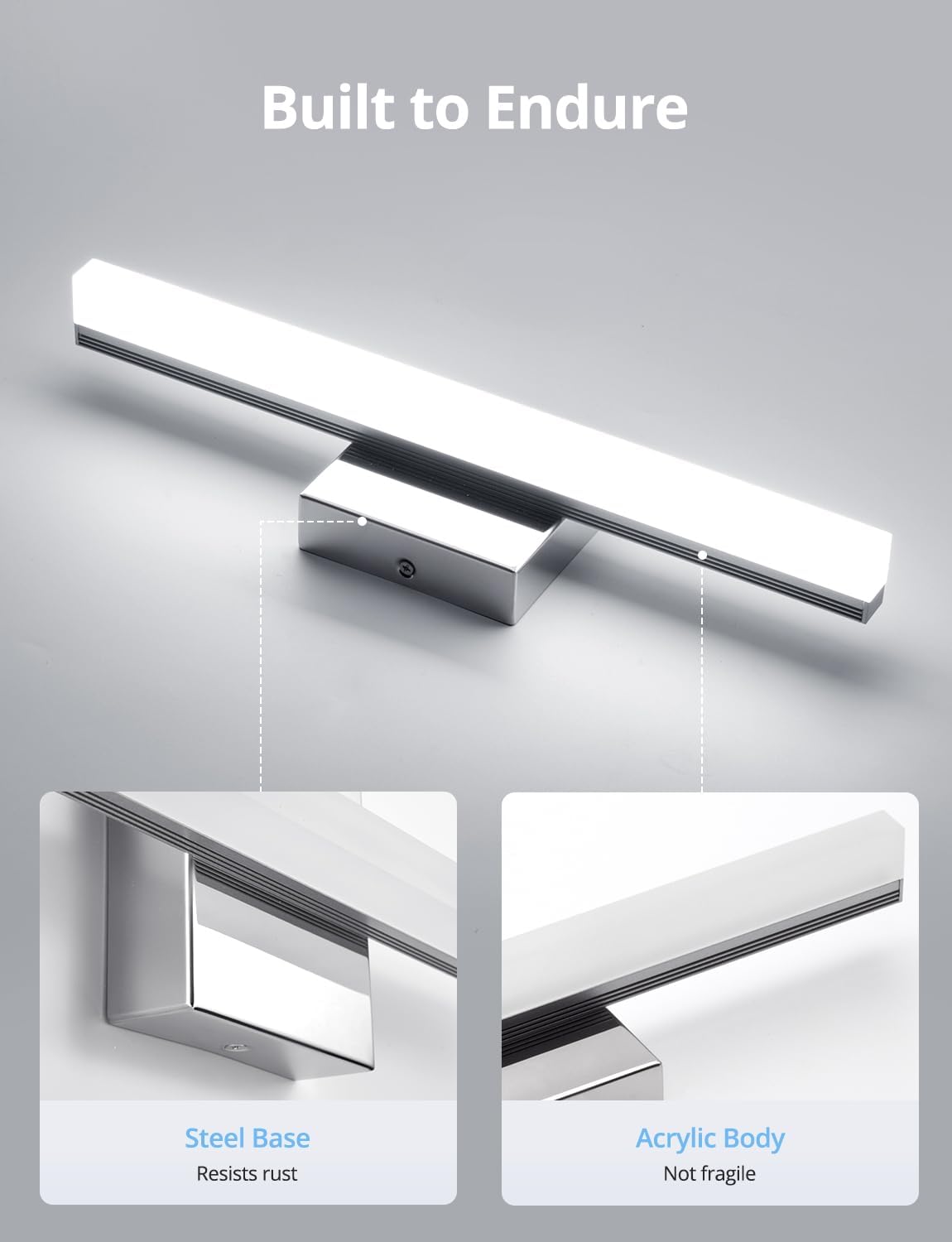 2 Pack Battery Operated Bathroom Mirror Lights Bar for Vanity Stick on, Rechargeable 14 Days Extended Battery Life Bright Make up Lighting Cordless 360° Adjustable Luces para Espejo for Desk
