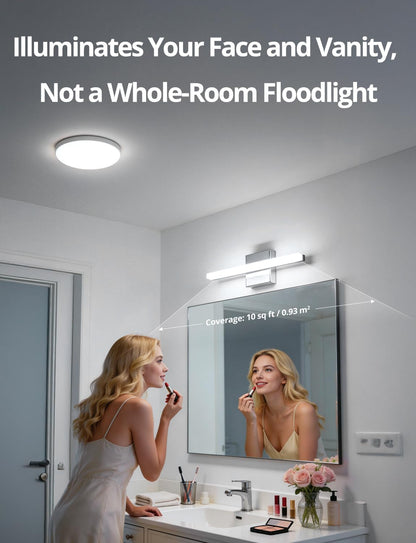 2 Pack Battery Operated Bathroom Mirror Lights Bar for Vanity Stick on, Rechargeable 14 Days Extended Battery Life Bright Make up Lighting Cordless 360° Adjustable Luces para Espejo for Desk