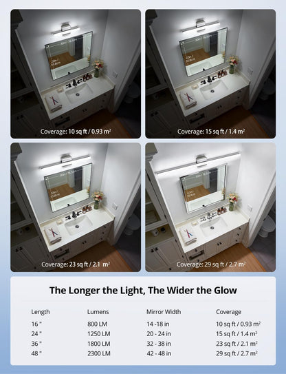 2 Pack Battery Operated Bathroom Mirror Lights Bar for Vanity Stick on, Rechargeable 14 Days Extended Battery Life Bright Make up Lighting Cordless 360° Adjustable Luces para Espejo for Desk