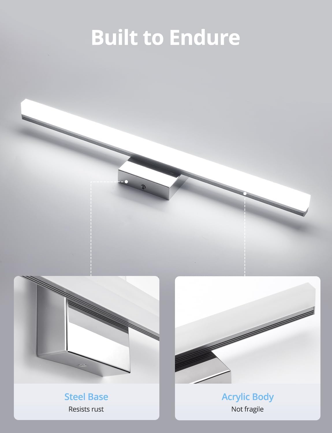 2 Pack Battery Operated Bathroom Mirror Lights Bar for Vanity Stick on, Rechargeable 14 Days Extended Battery Life Bright Make up Lighting Cordless 360° Adjustable Luces para Espejo for Desk