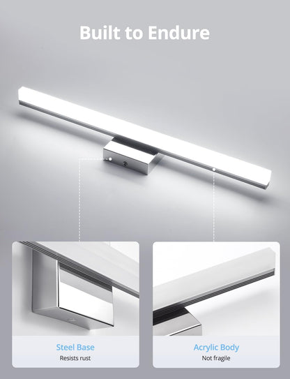 2 Pack Battery Operated Bathroom Mirror Lights Bar for Vanity Stick on, Rechargeable 14 Days Extended Battery Life Bright Make up Lighting Cordless 360° Adjustable Luces para Espejo for Desk