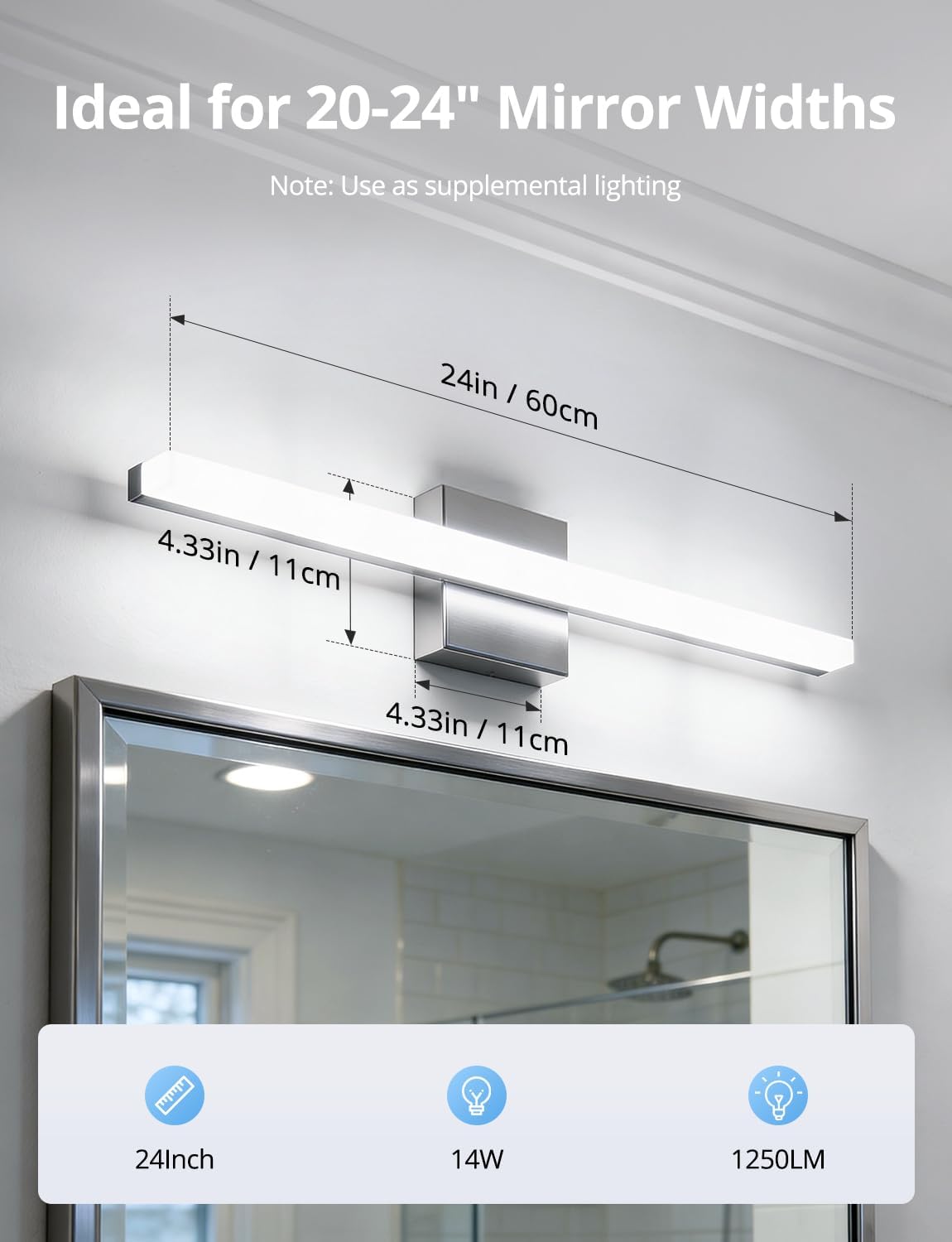 2 Pack Battery Operated Bathroom Mirror Lights Bar for Vanity Stick on, Rechargeable 14 Days Extended Battery Life Bright Make up Lighting Cordless 360° Adjustable Luces para Espejo for Desk