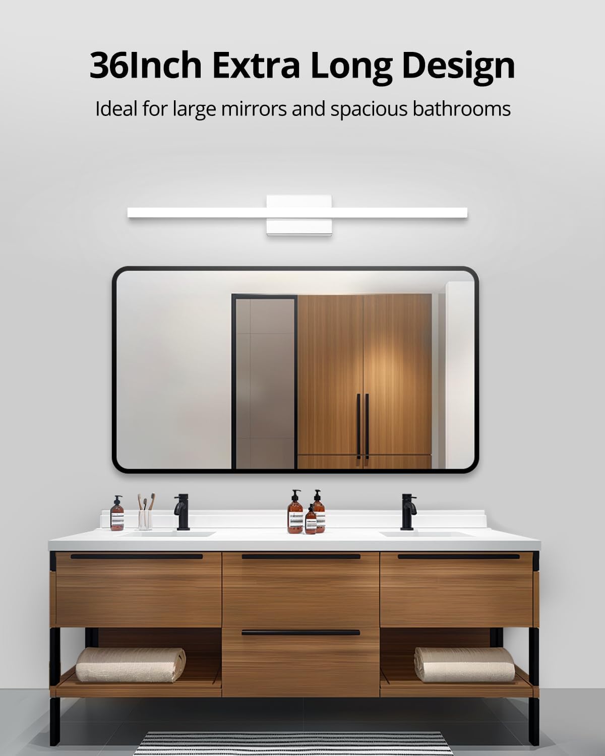 2 Pack Battery Operated Bathroom Mirror Lights Bar for Vanity Stick on, Rechargeable 14 Days Extended Battery Life Bright Make up Lighting Cordless 360° Adjustable Luces para Espejo for Desk