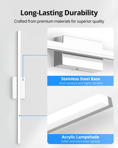 2 Pack Battery Operated Bathroom Mirror Lights Bar for Vanity Stick on, Rechargeable 14 Days Extended Battery Life Bright Make up Lighting Cordless 360° Adjustable Luces para Espejo for Desk