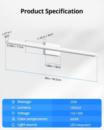 2 Pack Battery Operated Bathroom Mirror Lights Bar for Vanity Stick on, Rechargeable 14 Days Extended Battery Life Bright Make up Lighting Cordless 360° Adjustable Luces para Espejo for Desk