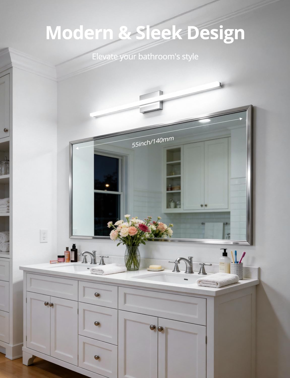 2 Pack Battery Operated Bathroom Mirror Lights Bar for Vanity Stick on, Rechargeable 14 Days Extended Battery Life Bright Make up Lighting Cordless 360° Adjustable Luces para Espejo for Desk