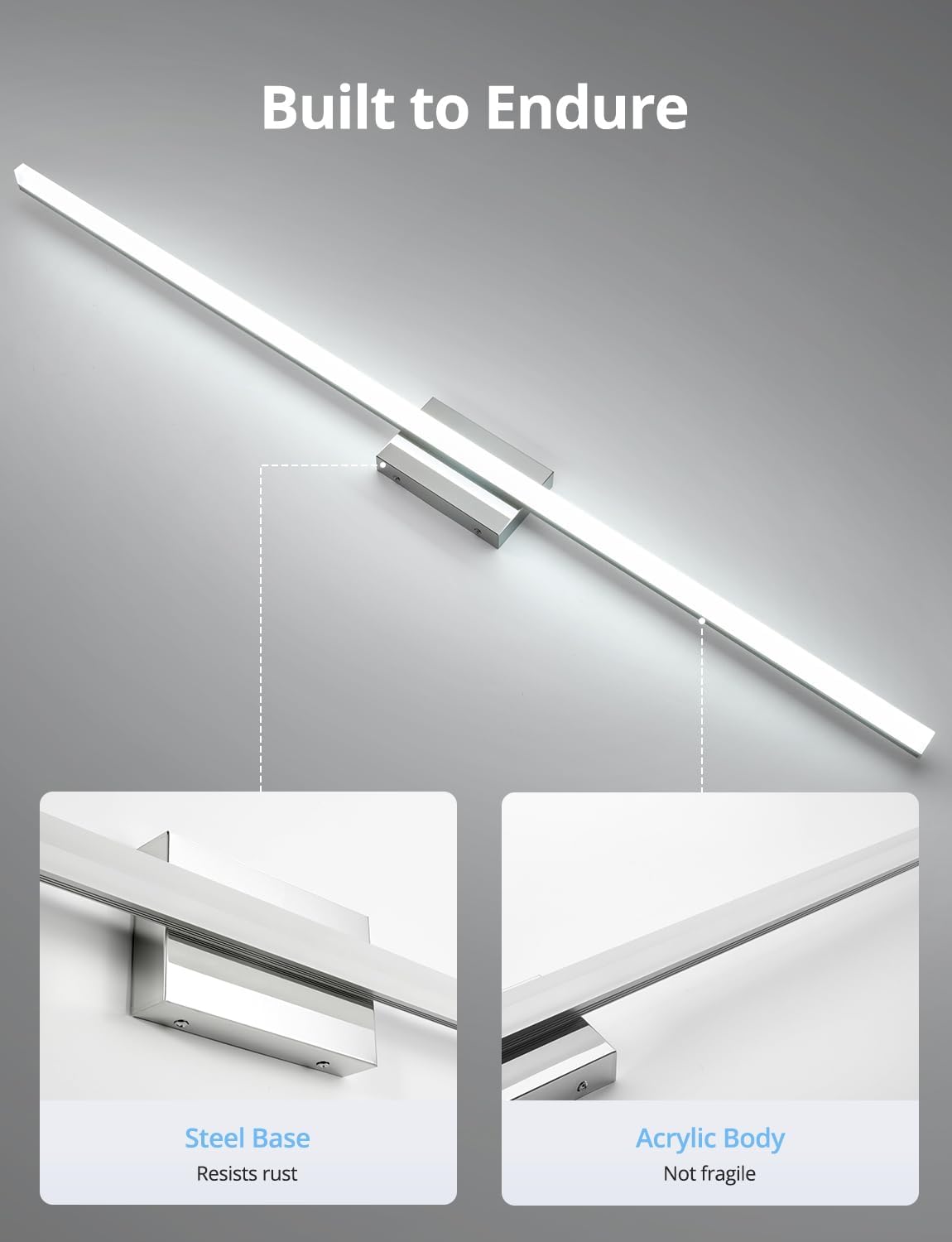 2 Pack Battery Operated Bathroom Mirror Lights Bar for Vanity Stick on, Rechargeable 14 Days Extended Battery Life Bright Make up Lighting Cordless 360° Adjustable Luces para Espejo for Desk