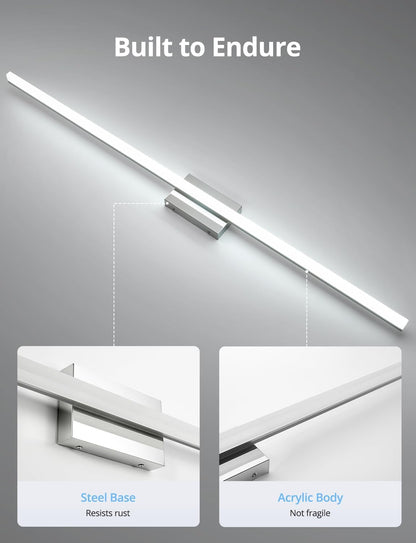2 Pack Battery Operated Bathroom Mirror Lights Bar for Vanity Stick on, Rechargeable 14 Days Extended Battery Life Bright Make up Lighting Cordless 360° Adjustable Luces para Espejo for Desk