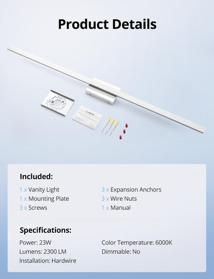 2 Pack Battery Operated Bathroom Mirror Lights Bar for Vanity Stick on, Rechargeable 14 Days Extended Battery Life Bright Make up Lighting Cordless 360° Adjustable Luces para Espejo for Desk
