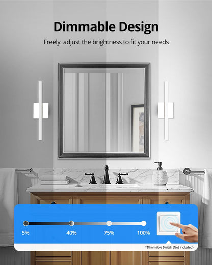 2 Pack Battery Operated Bathroom Mirror Lights Bar for Vanity Stick on, Rechargeable 14 Days Extended Battery Life Bright Make up Lighting Cordless 360° Adjustable Luces para Espejo for Desk