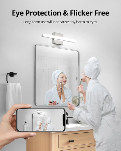 2 Pack Battery Operated Bathroom Mirror Lights Bar for Vanity Stick on, Rechargeable 14 Days Extended Battery Life Bright Make up Lighting Cordless 360° Adjustable Luces para Espejo for Desk