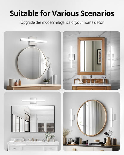 2 Pack Battery Operated Bathroom Mirror Lights Bar for Vanity Stick on, Rechargeable 14 Days Extended Battery Life Bright Make up Lighting Cordless 360° Adjustable Luces para Espejo for Desk