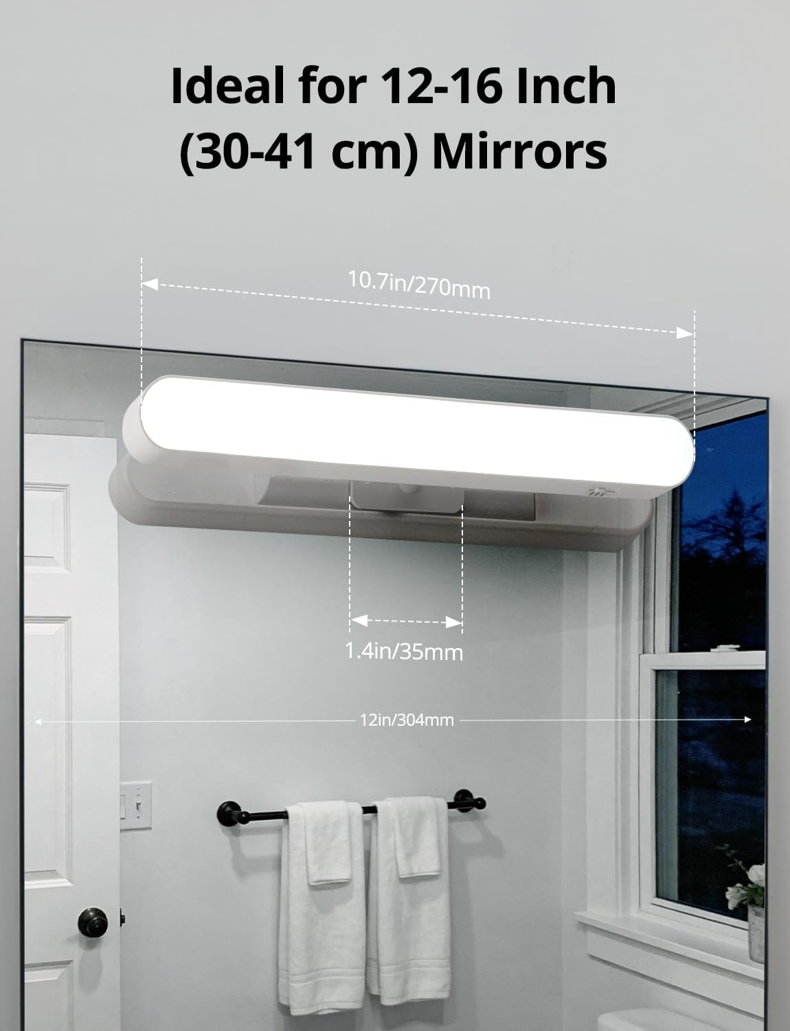 2 Pack Battery Operated Bathroom Mirror Lights Bar for Vanity Stick on, Rechargeable 14 Days Extended Battery Life Bright Make up Lighting Cordless 360° Adjustable Luces para Espejo for Desk