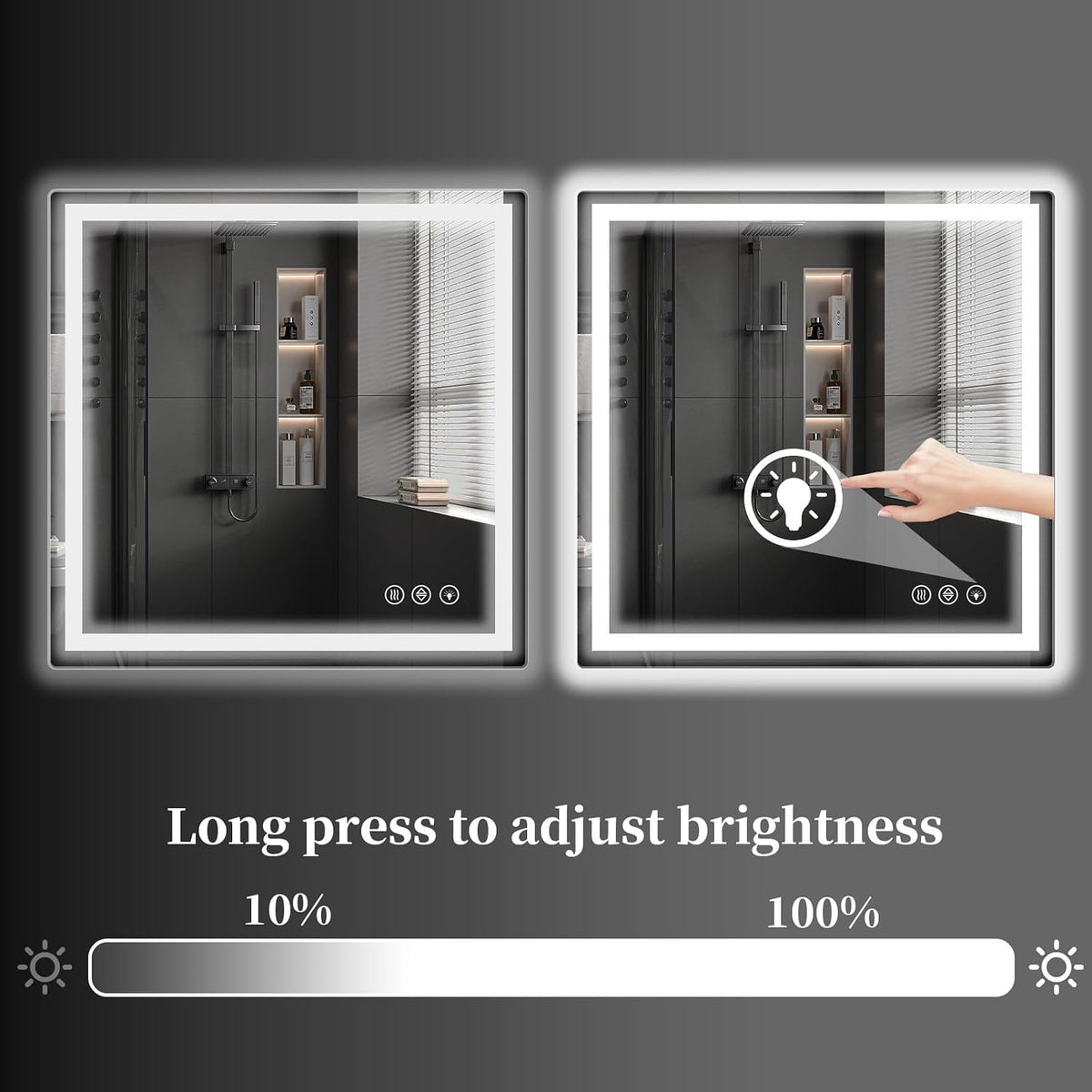 48x36 LED Bathroom Mirror with Light, Anti-Fog, 3 Colors - Colors A