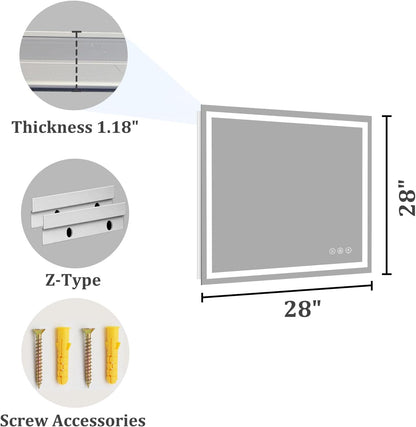 48x36 LED Bathroom Mirror with Light, Anti-Fog, 3 Colors - Colors A