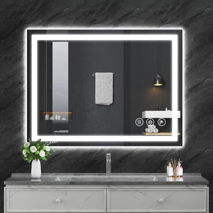 48x36 LED Bathroom Mirror with Light, Anti-Fog, 3 Colors - Colors A