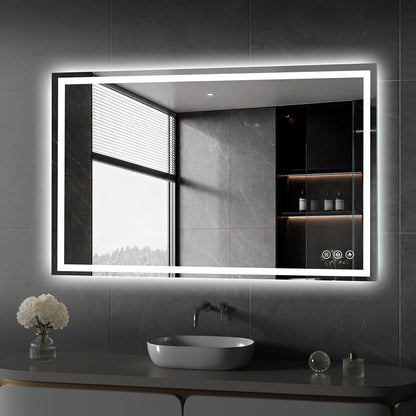 48x36 LED Bathroom Mirror with Light, Anti-Fog, 3 Colors - Colors A