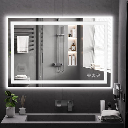 48x36 LED Bathroom Mirror with Light, Anti-Fog, 3 Colors - Colors A