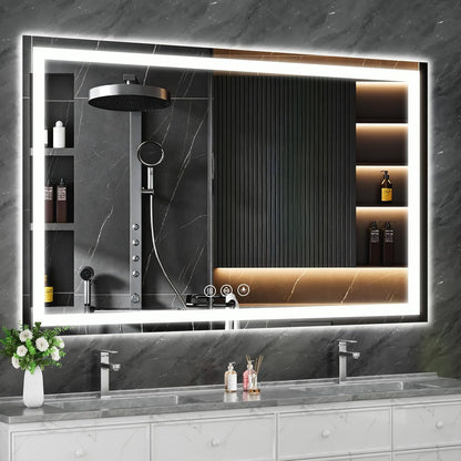 48x36 LED Bathroom Mirror with Light, Anti-Fog, 3 Colors - Colors A