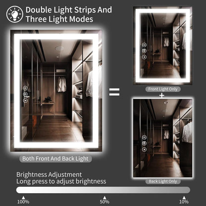 48x36 LED Bathroom Mirror with Light, Anti-Fog, 3 Colors - Colors A