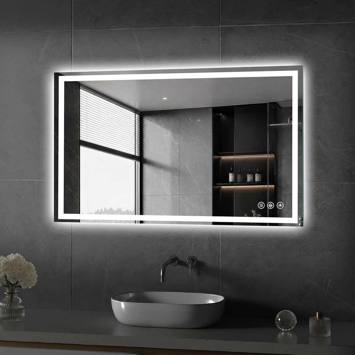48x36 LED Bathroom Mirror with Light, Anti-Fog, 3 Colors - Colors A